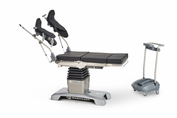 Image of K-Tek Comfort 350 Stirrups, stirrups cart and Smarter Practico operating table.