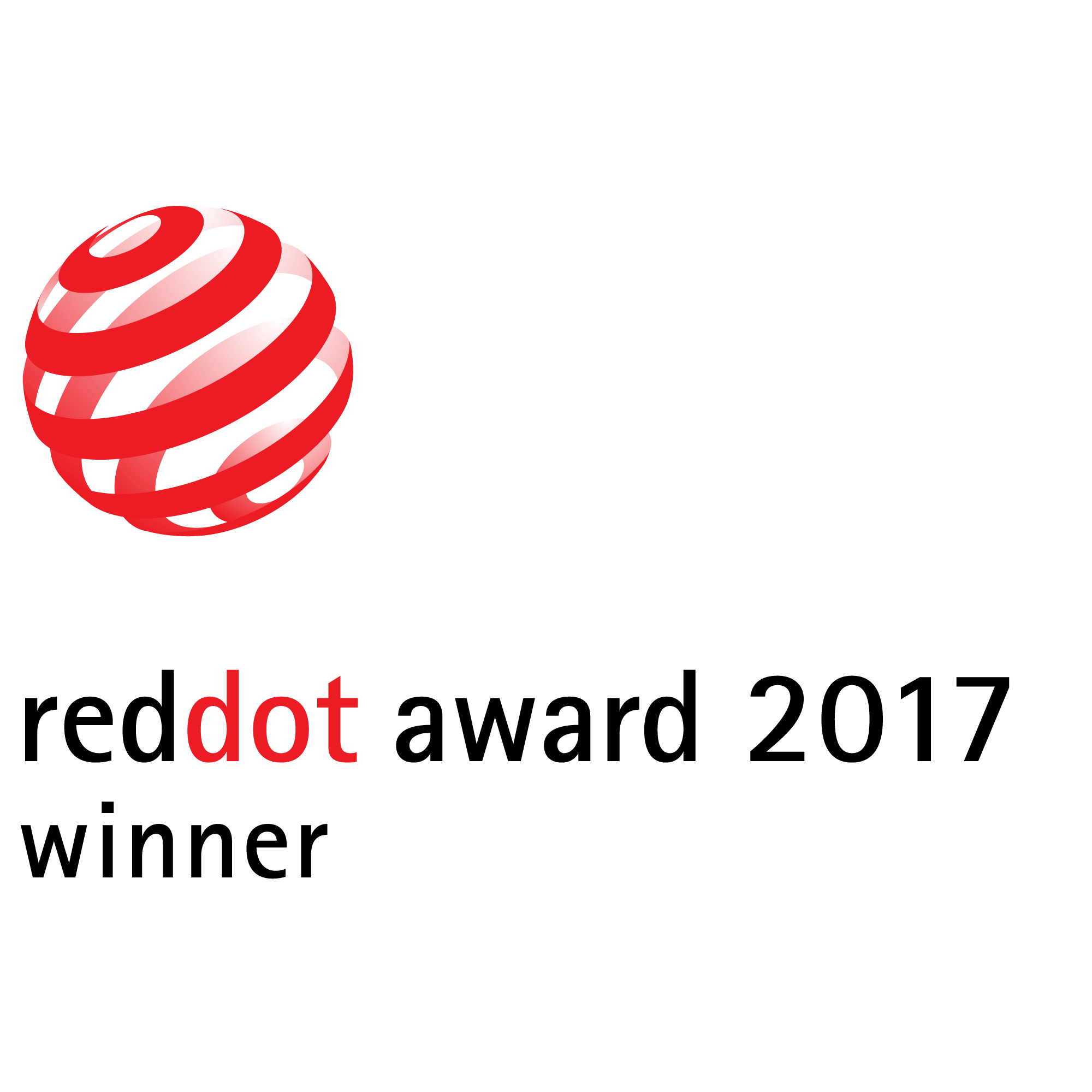 Red dot award winner 2017, logo.